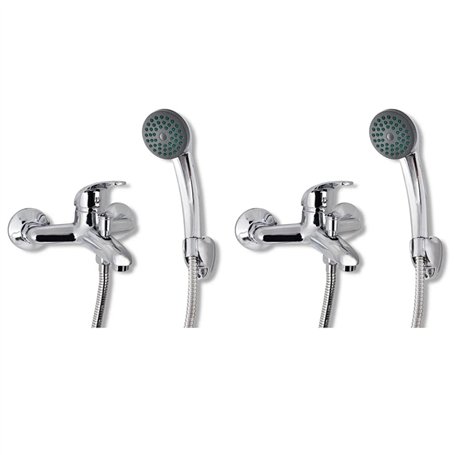 vidaXL Kit de Douche 2 pcs Robinet Pommes de Douche Douchette Salle de Bain
