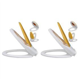 vidaXL 2x Siège de Toilette et Couvercle Plastique Blanc et Jaune Abattant WC