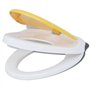 vidaXL 2x Siège de Toilette et Couvercle Plastique Blanc et Jaune Abattant WC