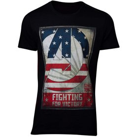 T-Shirt Avengers Homme Se battant pour la Victoire Marvel Cotton Black - XL