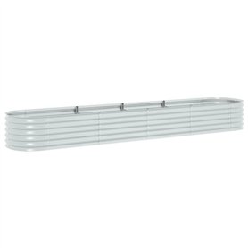 vidaXL Lit Surélevé 400x80x44 cm Acier Galvanisé Argenté Jardinière Pot Fleurs
