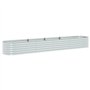 vidaXL Lit Surélevé 400x80x44 cm Acier Galvanisé Argenté Jardinière Pot Fleurs
