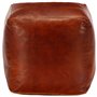 vidaXL Pouf Repose-Pied Tabouret Appui Pied Portable Maison Bureau Salon Chambre à Coucher Intérieur 40x40x40 cm Brun Roux Cuir 
