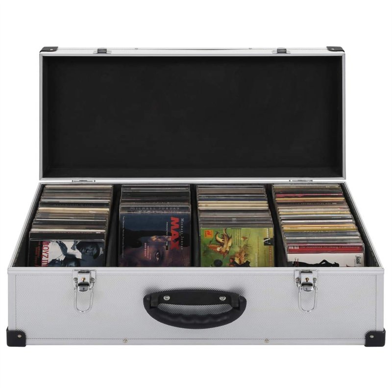 Image secondaire de vidaXL Etui de CD pour 80 CD Boîte de Rangement de CD Boîtier Coffre de Rangement de CD Bac de Rangement Boîte pour Stockage Alu