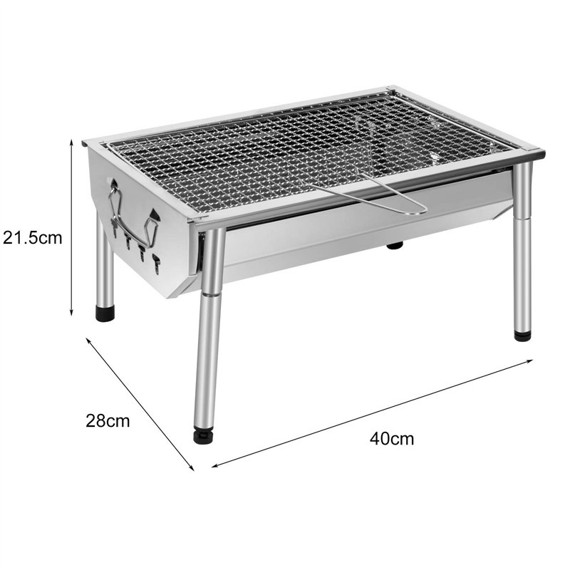 Image secondaire de SunJas Barbecue Charbon de Bois INOX Ajustable Barbecue Démontable en Acier Portable BBQ Exterieur Grille sur Pied pour Jardin P