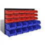 vidaXL Jeu de paniers muraux de Stockage Plastique 30pcs Bleu et Rouge