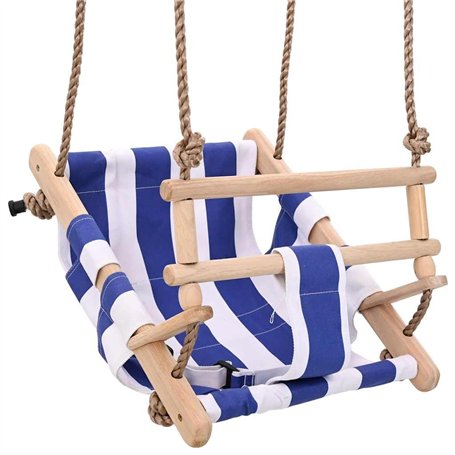 vidaXL BalanÃƒ§oire pour bÃƒbÃƒ avec Ceinture de sÃƒcuritÃƒ Coton Bois Bleu
