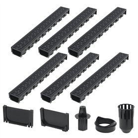 vidaXL 6X Canaux de Drainage Plastique 6 m Caniveaux de Drainage Allées
