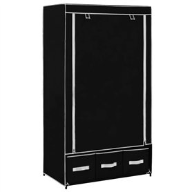 vidaXL Armoire à 3 tiroirs en Tissu Noir 87 x 49 x 159 cm