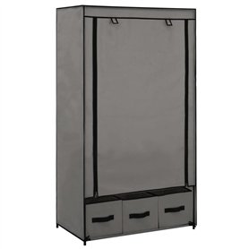 vidaXL Armoire à 3 tiroirs en Tissu Gris 87 x 49 x 159 cm
