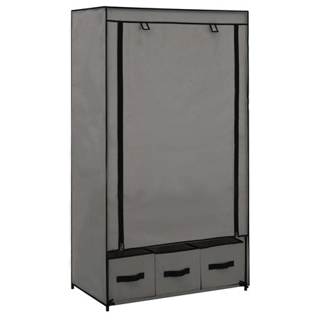 vidaXL Armoire à 3 tiroirs en Tissu Gris 87 x 49 x 159 cm