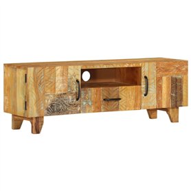 vidaXL Meuble TV Sculpté à la Main Bois de Récupération Armoire Basse Multimédia Stéréo Armoire Stéréo Salon Salle de Séjour Int