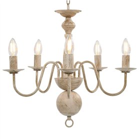 vidaXL Lustre Antique 5 Ampoules Lampe Suspendue Eclairage Luminaire Chandelier de Plafond Salon Salle à Manger Chambre Maison I