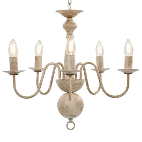 vidaXL Lustre Antique 5 Ampoules Lampe Suspendue Eclairage Luminaire Chandelier de Plafond Salon Salle à Manger Chambre Maison I