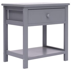 vidaXL Table de Chevet Table de Nuit Armoire de Chevet avec 1 Tiroir et 1 Etagère Chambre à Coucher Gris 40x29x42 cm Bois de Pau
