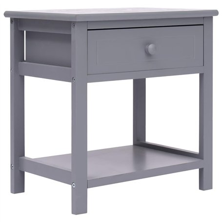 vidaXL Table de Chevet Table de Nuit Armoire de Chevet avec 1 Tiroir et 1 Etagère Chambre à Coucher Gris 40x29x42 cm Bois de Pau