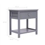 vidaXL Table de Chevet Table de Nuit Armoire de Chevet avec 1 Tiroir et 1 Etagère Chambre à Coucher Gris 40x29x42 cm Bois de Pau