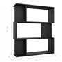 vidaXL Bibliothèque Séparateur de Pièce Etagère à Livres Cloison de Séparation Meuble de Rangement Salon Chambre Bureau Noir Agg