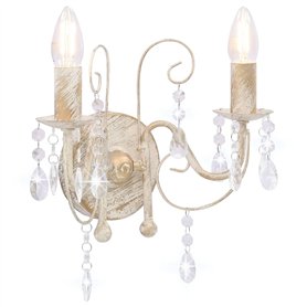 vidaXL Applique Murale à Perles Antique 2 Ampoules Lampe Murale Lumière Eclairage Salon Bureau Salle à Manger Chambre Maison Int