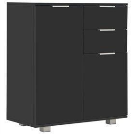 vidaXL Buffet Commode Armoire de Rangement avec 2 Tiroirs et 2 Portes Chambre à Coucher Salon Salle de Séjour Maison Noir Brilla