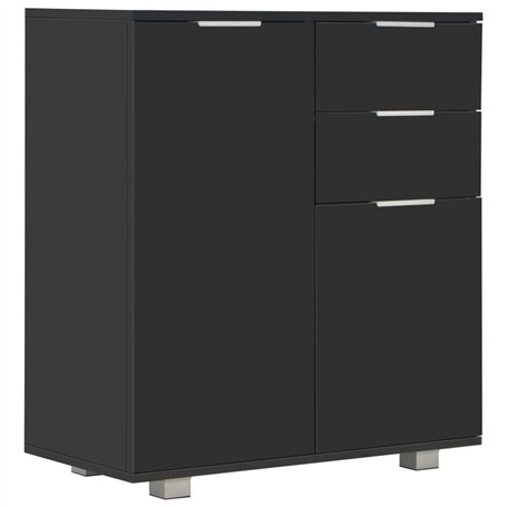 vidaXL Buffet Commode Armoire de Rangement avec 2 Tiroirs et 2 Portes Chambre à Coucher Salon Salle de Séjour Maison Noir Brilla
