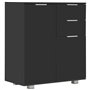 vidaXL Buffet Commode Armoire de Rangement avec 2 Tiroirs et 2 Portes Chambre à Coucher Salon Salle de Séjour Maison Noir Brilla