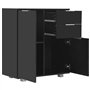 vidaXL Buffet Commode Armoire de Rangement avec 2 Tiroirs et 2 Portes Chambre à Coucher Salon Salle de Séjour Maison Noir Brilla