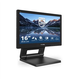 Philips 162B9T Moniteur Tactile 16", Hauteur réglable (1366 x 768, 60 Hz, VGA, DVI, HDMI, DisplayPort, Hub USB) Noir