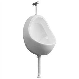 vidaXL Urinoir mural avec valve de chasse - En céramique - Blanc - 36 x 32 x 48 cm