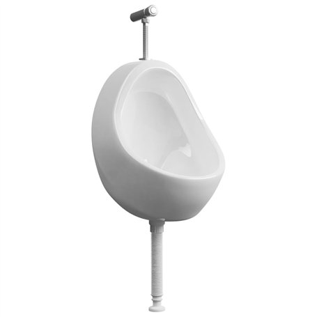 vidaXL Urinoir mural avec valve de chasse - En céramique - Blanc - 36 x 32 x 48 cm