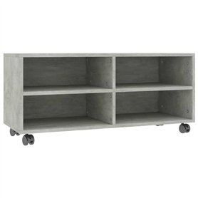 vidaXL Meuble TV avec roulettes Armoire Basse Meuble Divertissement Salon Salle de Séjour Maison Intérieur Gris Cement 90x35x35 