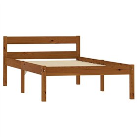vidaXL Cadre de Lit Sommier à Lattes Lit Simple Lit Adulte Cadre à Lattes sur Pied Chambre à Coucher Maison Marron Miel 90x200 c