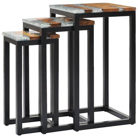 vidaXL Tables Gigognes 3 pcs Tables Basses Table d'Appoint Table de Salon Maison Chambre à Coucher Salle de Séjour Polyrésine Bo