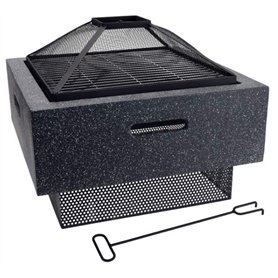 HHP Brasero Moderne avec Attrape-étincelles - 52 x 52 x 30 cm - Extrêmement Stable - Poids : 13 kg - Grille Amovible