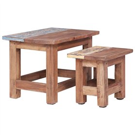 vidaXL Tables Gigognes 2 pcs, Bouts de Canapé, Tables d'Appoint Gigognes, Meubles de Salon Salle de Séjour Maison Intérieur, Boi