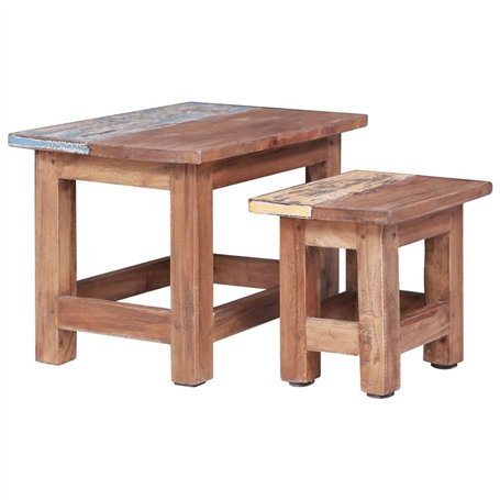 vidaXL Tables Gigognes 2 pcs, Bouts de Canapé, Tables d'Appoint Gigognes, Meubles de Salon Salle de Séjour Maison Intérieur, Boi