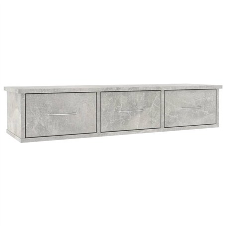 vidaXL Ãƒâ€°tagÃƒ¨re Murale avec tiroirs Gris bÃƒton 90x26x18,5 cm AgglomÃƒrÃƒ