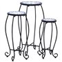 vidaXL Tables Mosaïque 3 pcs Table d'Appoint Table à Plantes Table à Fleurs Jardin Patio Balcon Terrasse Extérieur Bleu et Blanc