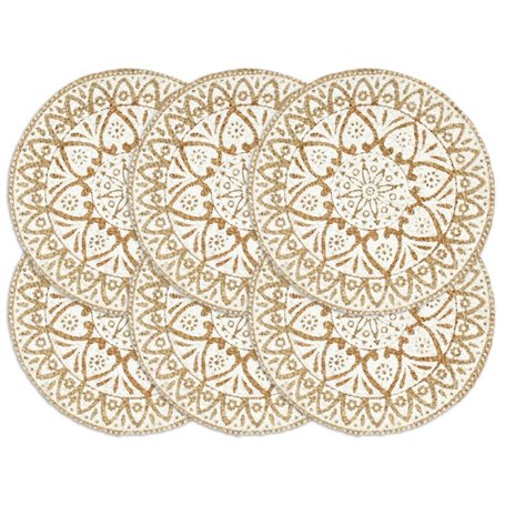 vidaXL 6X Napperons Set de Table Napperons de Restaurant Napperons de Maison Napperons de Table de Salle à Manger Blanc 38 cm Ro