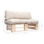 vidaXL Pinède Ensemble de Canapé de Jardin Palette et Coussins Sable Sofa Banc