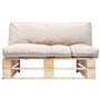 vidaXL Pinède Ensemble de Canapé de Jardin Palette et Coussins Sable Sofa Banc