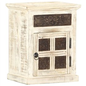 vidaXL Table de Chevet Table de Nuit Armoire de Chevet avec 1 Tiroir et 1 Porte Chambre à Coucher Blanc 40x30x50 cm Bois de Mang