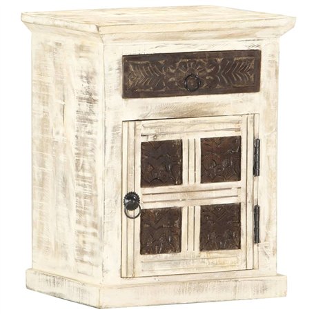 vidaXL Table de Chevet Table de Nuit Armoire de Chevet avec 1 Tiroir et 1 Porte Chambre à Coucher Blanc 40x30x50 cm Bois de Mang