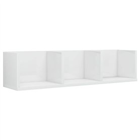 vidaXL Étagère Murale à CD, Organisateur de Maison Suspendu, Meuble de Rangement Salon Salle de Séjour, Blanc Brillant Bois d’In