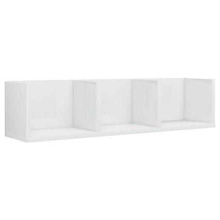 vidaXL Étagère Murale à CD, Organisateur de Maison Suspendu, Meuble de Rangement Salon Salle de Séjour, Blanc Brillant Bois d’In