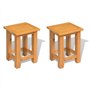 vidaXL 2X Bois de Chêne Massif Tables d'Appoint Table Basse Table de Chevet Table de Nuit Table de Salon Table de Canapé Maison 