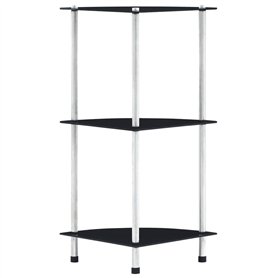 vidaXL Regal mit 3 Ebenen Schwarz 30 x 30 x 67 cm Hartglas