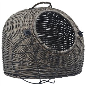 vidaXL Cage de Transport pour Chats Gris 50x42x40 cm Saule Naturel