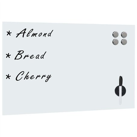 vidaXL Tableau Noir Magnétique Mural Tableau d'Ecriture Panneau Effaçable Ecole Bureau Maison Matériel de Montage Inclus Blanc V