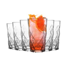 LAV 6 pièces Keops Art Déco Highball Lunettes Set - Verre Vintage Coupe Longue Boisson Cocktail Gobelets - 460ml